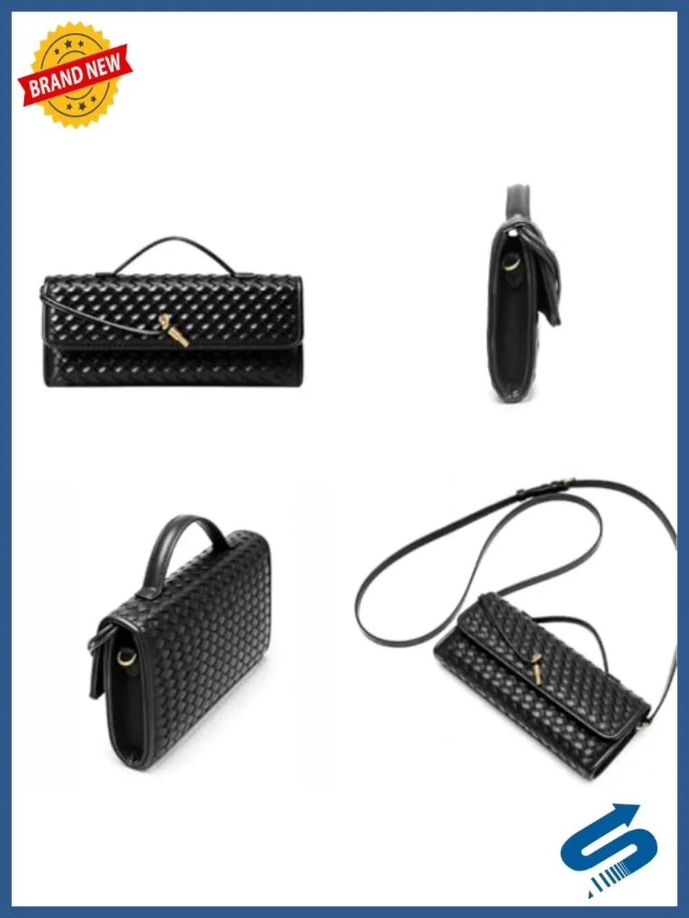 Vegan Leather Evening Clutch Satchel Crossbody Shoulder Handbag Women